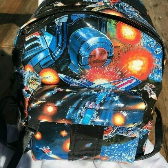 AW17 Moschino Couture Jeremy S. Transformers Blue Yellow Black Print Backpack main image 4